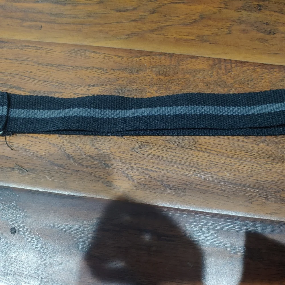 black & gray fabric belt